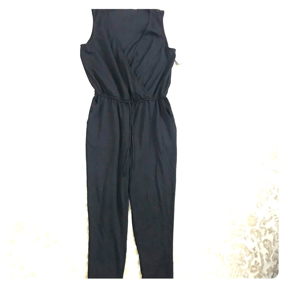 Black sleeveless jumpsuit